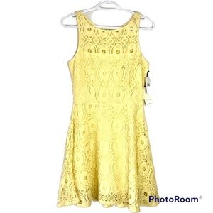 NWT Anthropologie BB Dakota Babydoll Renley Yellow Lace FitFlare Dress Lined 4
